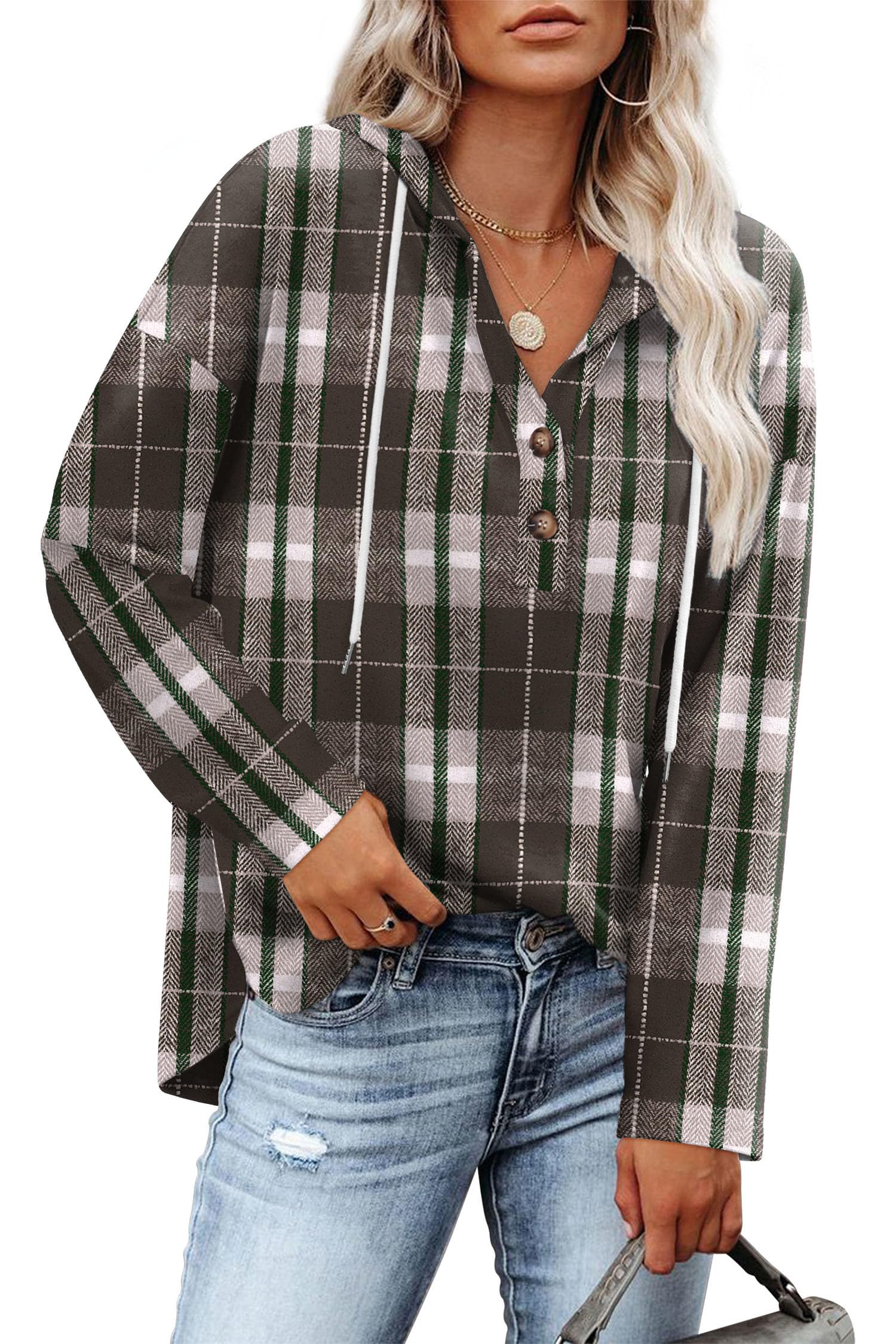 RUMIA Womens Tops V Neck Button Sweatshirt for Women Pullover Long SLeeve Shirts Fall Outfits 2025 Loose Fit S-3XL