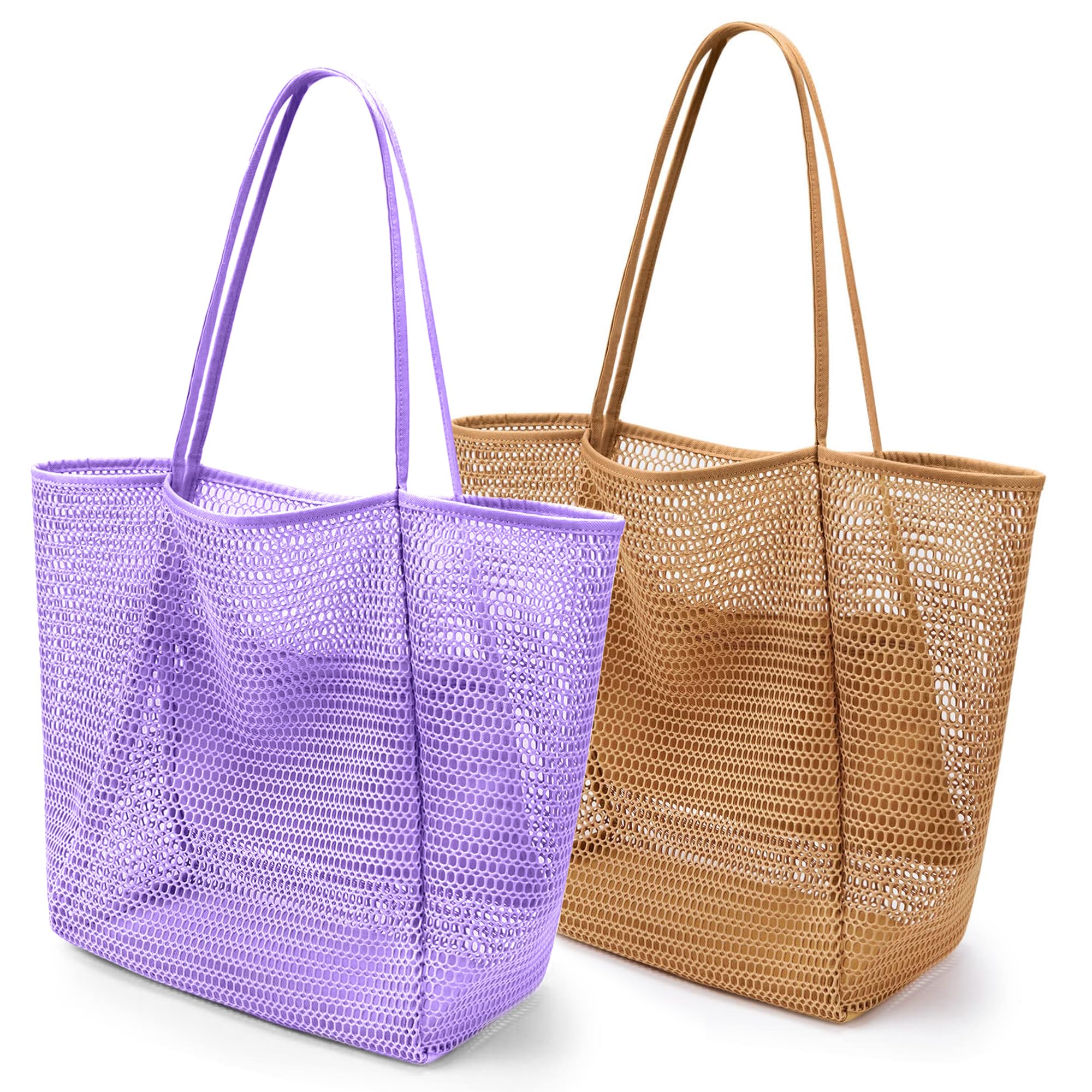 VOROLO Mesh Tote Beach Bag,Women Fairycore Hobo Bag,Shoulder Bag,Soft Summer Casual Crochet Bags