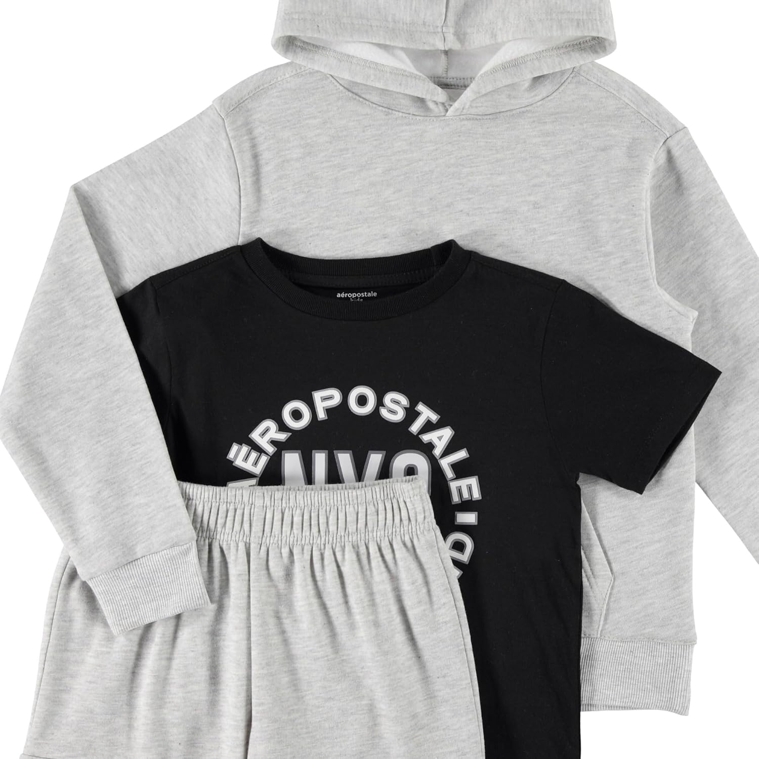AEROPOSTALE Boys 3 Piece Outfit Set - Fleece Pullover Hoodie, Cargo Sweatpants, T-Shirt, Boys Activewear Set, Sizes 4-12