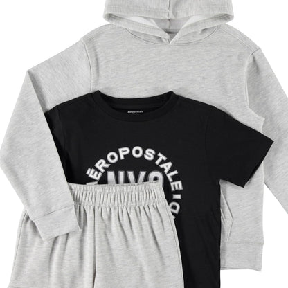 AEROPOSTALE Boys 3 Piece Outfit Set - Fleece Pullover Hoodie, Cargo Sweatpants, T-Shirt, Boys Activewear Set, Sizes 4-12