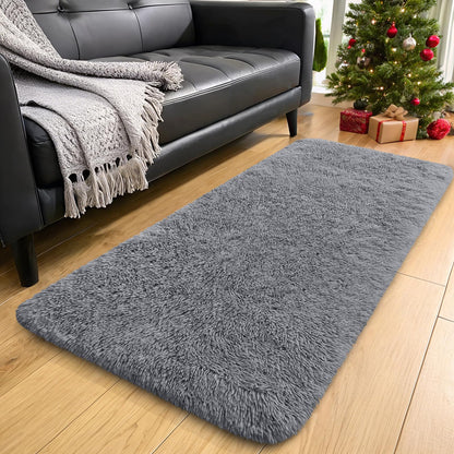OLANLY Area Rugs for Living Room Bedroom, Machine Washable 4x5.9 ft Soft Fluffy Shaggy Bedside Rug, Indoor Floor Carpet for Kids Girls and Boys, Dorms, Nursery Rooms, Home Decor Aesthetic, Grey