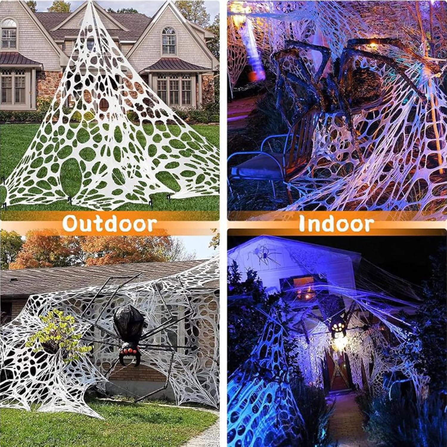 Beef Netting Halloween Spider Webs Decorations,500sqft Stretchy Beef Netting for Halloween Decor, Spooky Spider Web for Haunted House,Decorations Spider Webs Outdoor