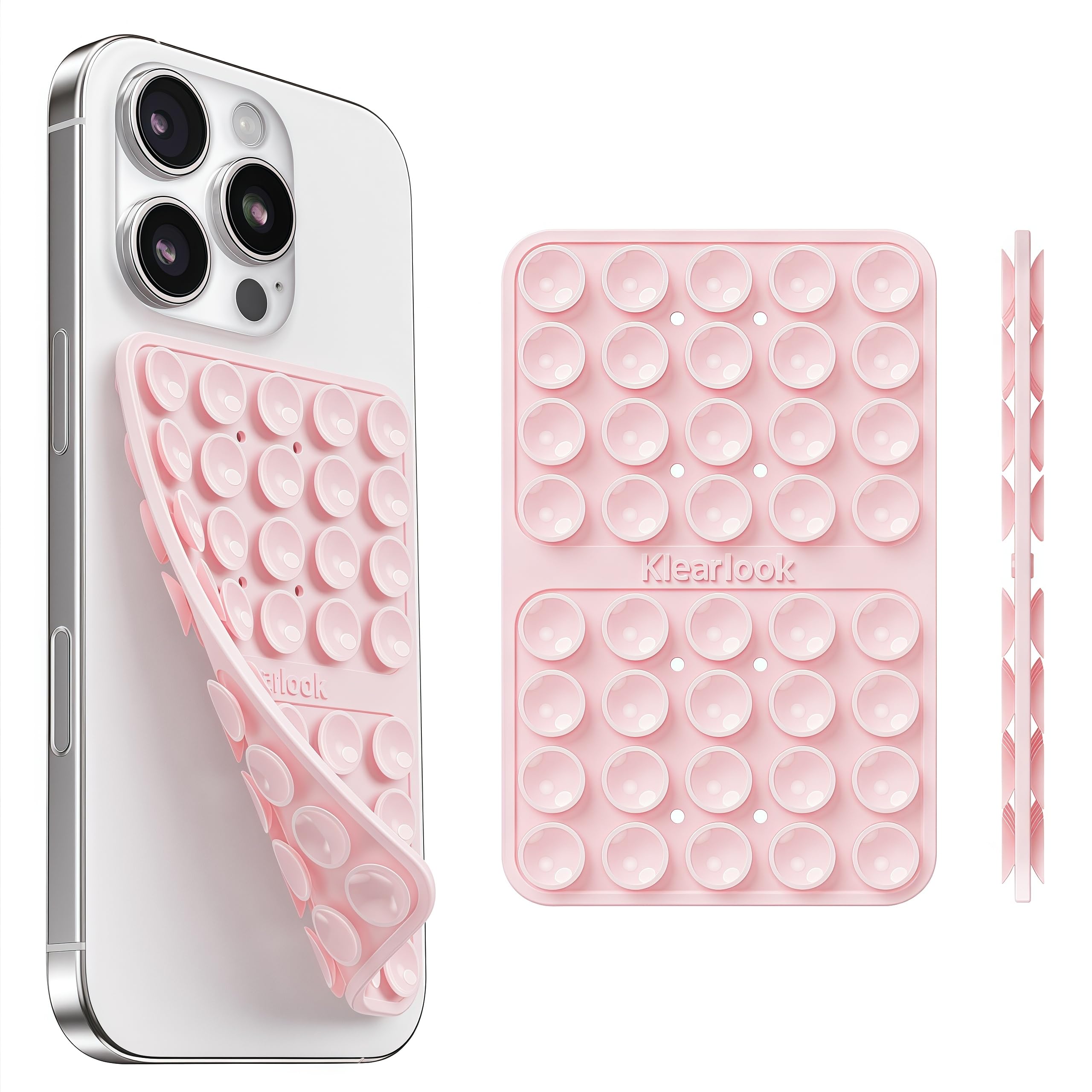 Klearlook Silicone Suction Cup Phone Case Mount Double Sided, Sticky Phone Grip with Higher Suction Power for Cell Phone, Hands-Free Phone Accessories Holder for Selfies and Videos, Transparent
