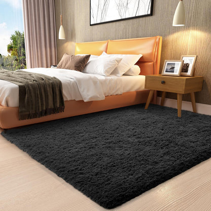 Ophanie Area Rugs for Bedroom Living Room, Grey Fluffy Fuzzy Shag Shaggy Soft Plush Carpet, 4x6 Indoor Floor Gray Rug for Kids Home Dorm Decor Aesthetic