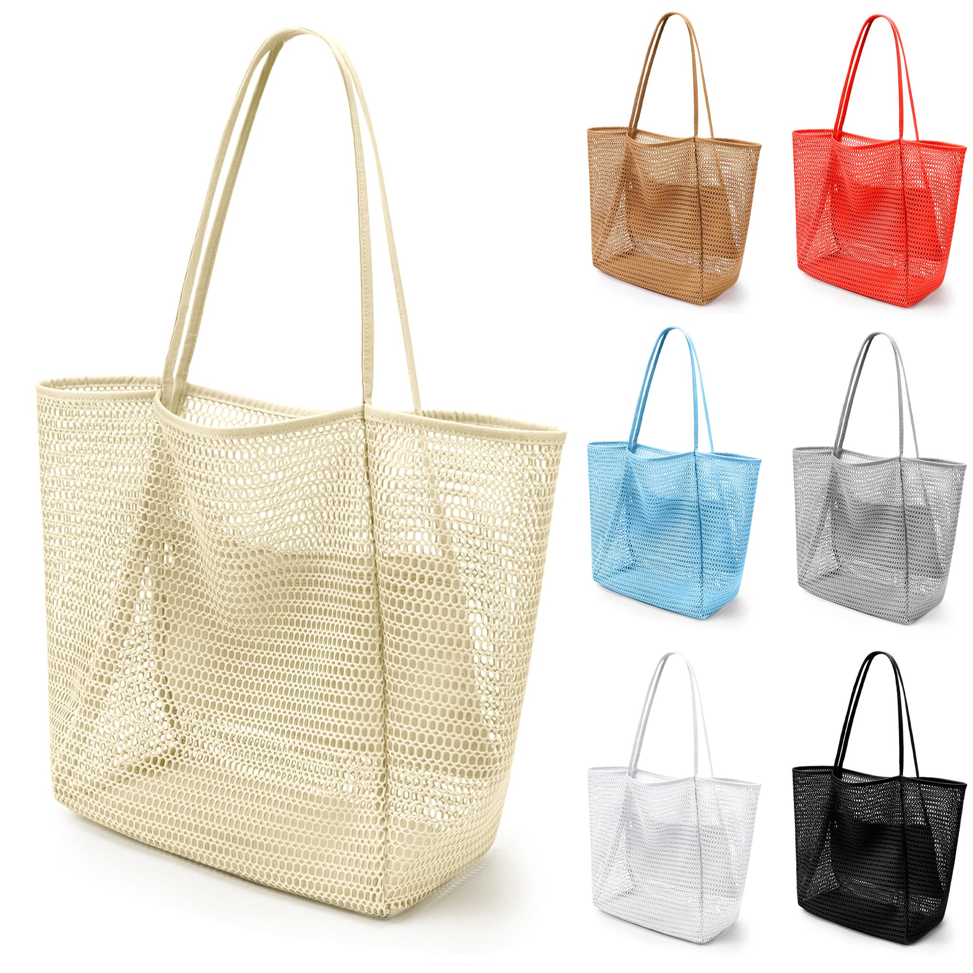 VOROLO Mesh Tote Beach Bag,Women Fairycore Hobo Bag,Shoulder Bag,Soft Summer Casual Crochet Bags