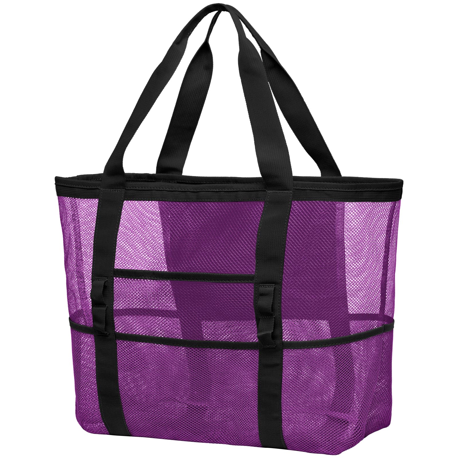 F-color Mesh Beach Bag Family - 9 Pockets Large Beach Tote for Cruise Vacation Essentials