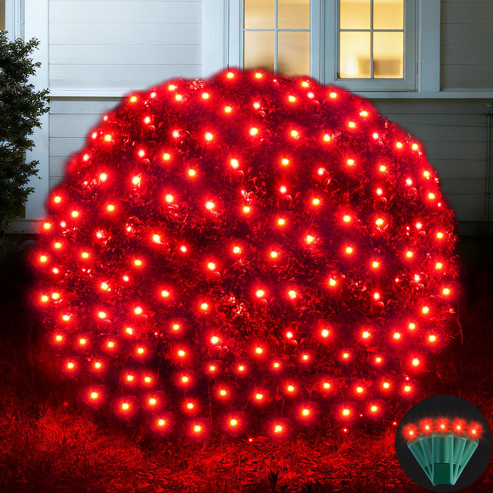Led Net Lights Christmas Lights Outdoor 200Leds 9ftx6ft Upgraded WarmWhite Christmas Net Lighting, Waterproof UL Listed Outdoor Indoor Large Mesh Net Light for Xmas Trees, Bushes, Shrubs Decorations