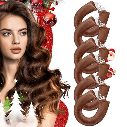 Heatless Curlers, Heatless Curls Overnight Set for Women, Soft Hair Curlers to Sleep In, Jumbo No Heat Hair Curlers Set with Headscarf and Hook for Long Hair (DarkBrown, 4 Packs)
