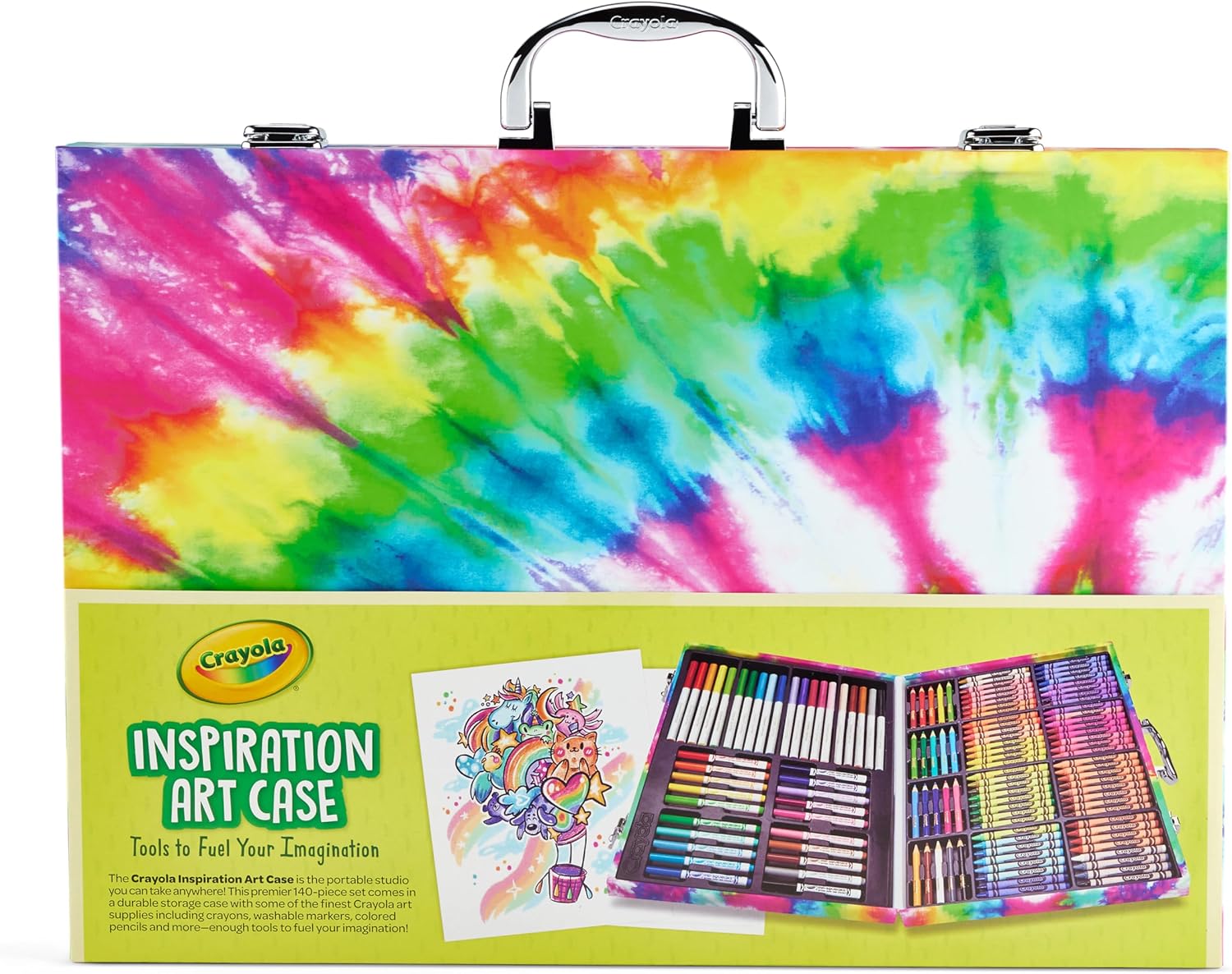 Crayola Inspiration Art Case Coloring Set - Tie-Dye (140ct), Art Supplies Set For Kids, Drawing Kit, Travel Gift for Girls & Boys, Ages 5+ [Amazon Exclusive]