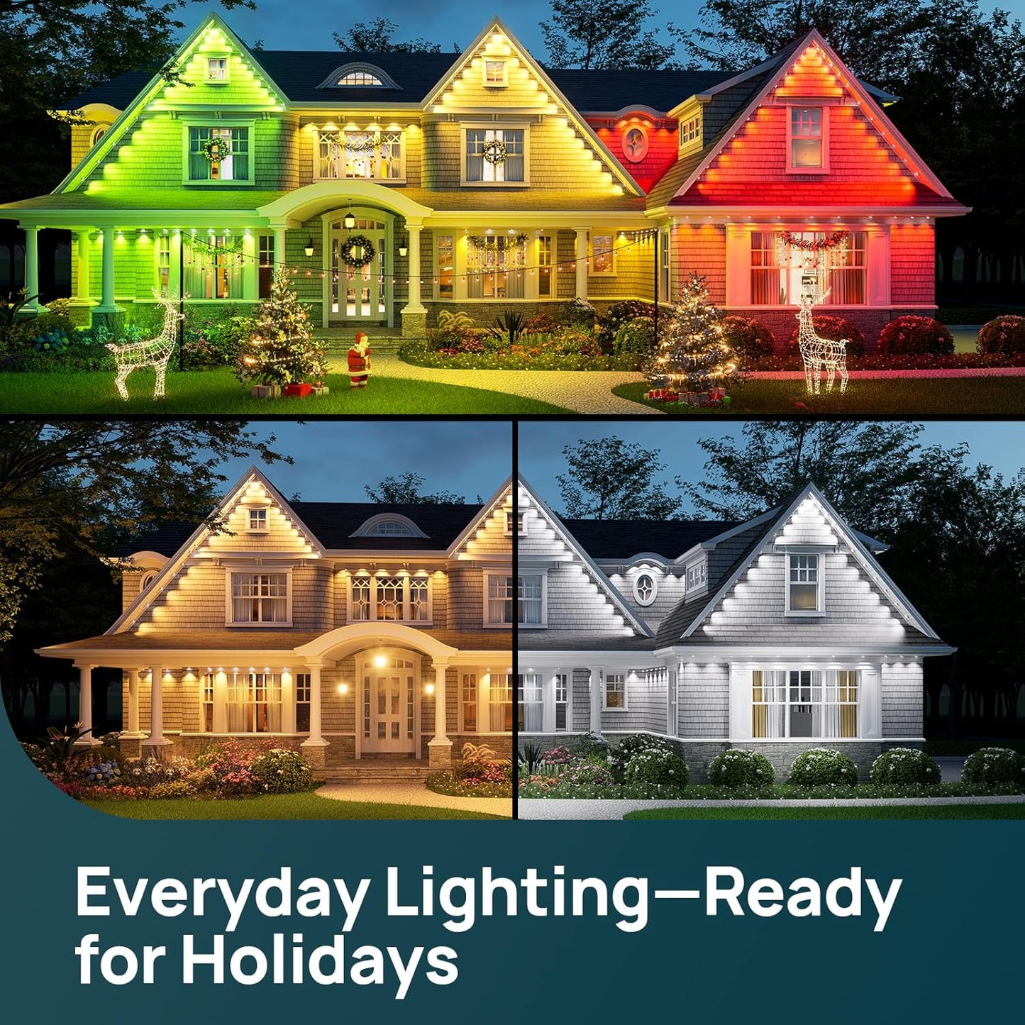 Linkind Permanent Outdoor Lights HP5,Smart AI RGBTW 100ft Christmas Lights, 85 Scenes Modes for Daily Holiday Christmas Decorations,IP67 Waterproof, Compatible with Alexa,Google Assistant
