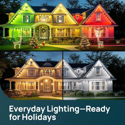 Linkind Permanent Outdoor Lights HP5,Smart AI RGBTW 100ft Christmas Lights, 85 Scenes Modes for Daily Holiday Christmas Decorations,IP67 Waterproof, Compatible with Alexa,Google Assistant