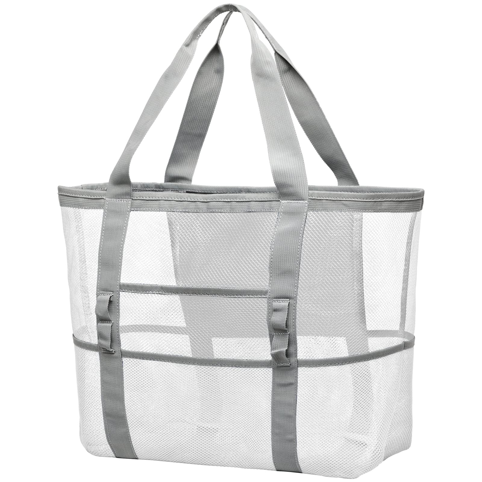 F-color Mesh Beach Bag Family - 9 Pockets Large Beach Tote for Cruise Vacation Essentials