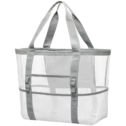 F-color Mesh Beach Bag Family - 9 Pockets Large Beach Tote for Cruise Vacation Essentials