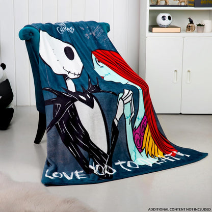Disney Nightmare Before Christmas Blanket Fleece 59x51” Soft Bed Throw Sofa Couch Flannel Throw, Room Decor, Cozy, Warm Festive Gifts for Kids (Multi)
