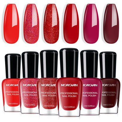 Morovan Christmas Nail Polish Set: 2025 Glitter Red Green Gold Silver Fingernail Polish Kit with Sticker Winter Quick Dry Regular Nail Polish Pack Manicure Gifts for Women Girls Holiday Party