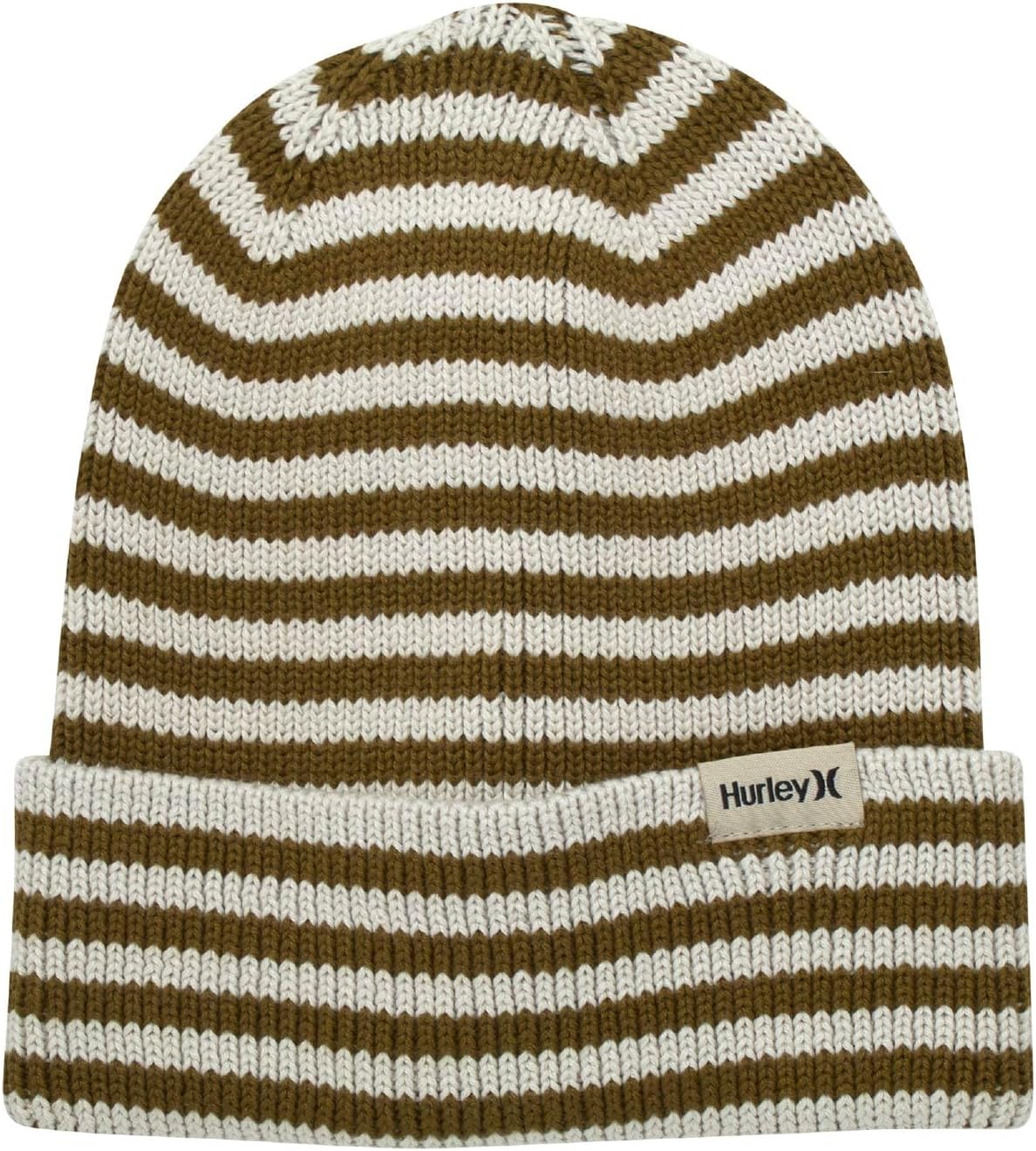 Hurley Women's Billie Beanie Hat - Medium Fit Cable Knit with Jacquard Stripes and Cuff - Winter Hats for Women