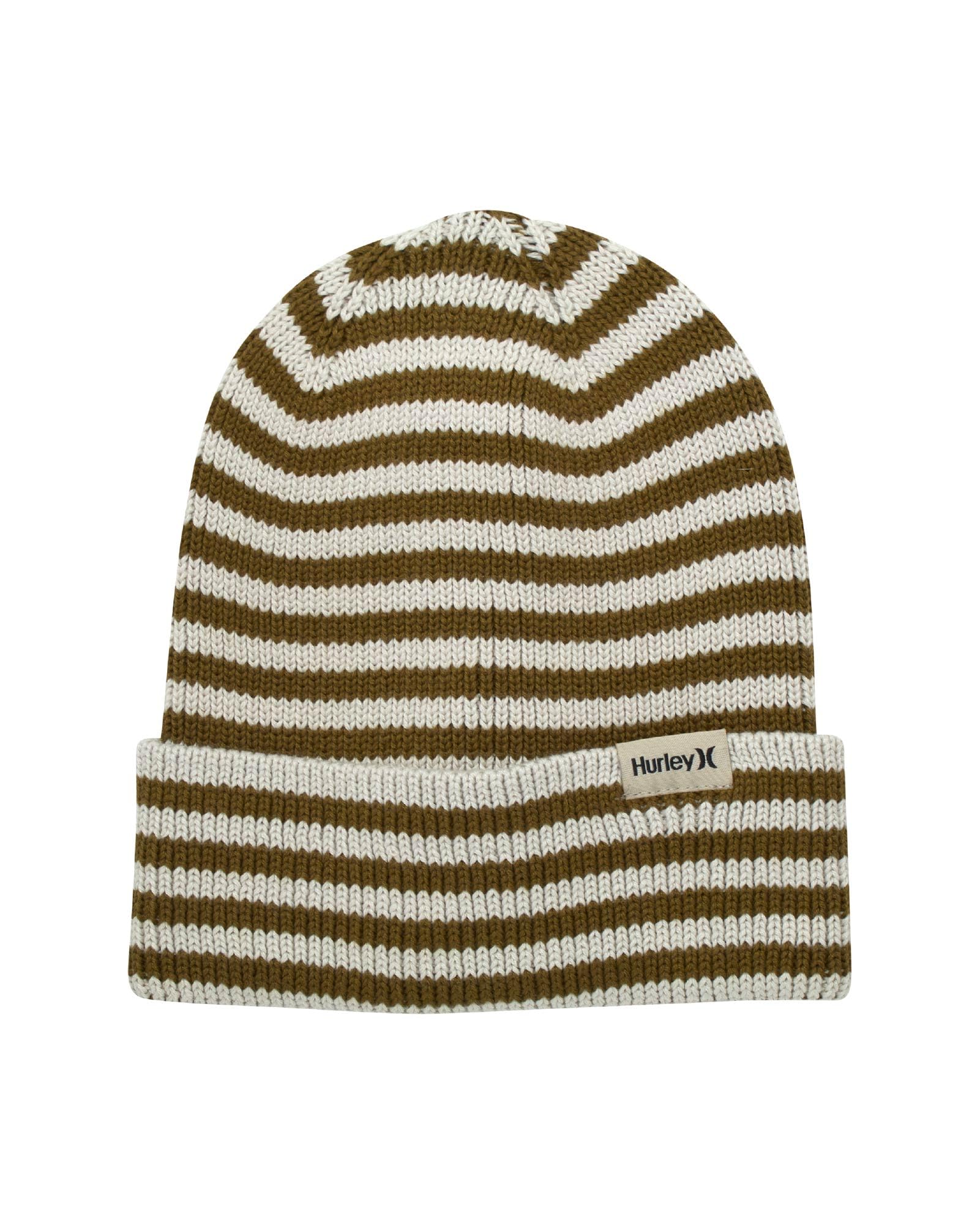 Hurley Women's Billie Beanie Hat - Medium Fit Cable Knit with Jacquard Stripes and Cuff - Winter Hats for Women