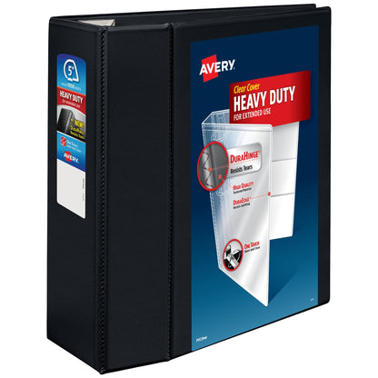 Avery Heavy-Duty 3 Inch Binders 3 Ring, View Binder, 1.5 Inch EZD Ring, Black, Sturdy (79693)