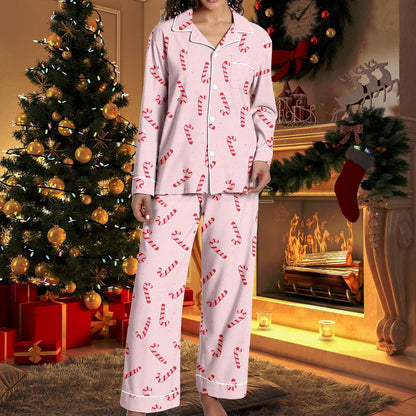 Christmas Pajamas for Women,Button up Long Sleeve Pajama Set Casual Soft Cute Xmas Print Pjs Sleepwear 2025
