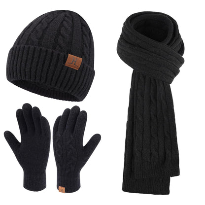 Womens Winter Beanie Hats Long Scarf Touchscreen Gloves Set Warm Knit Skull Caps Gifts for Women