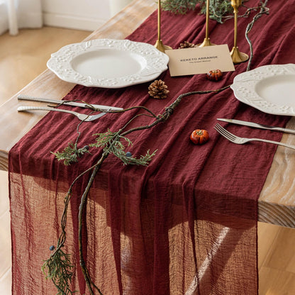Thanksgiving Fall Table Runner Terracotta Gauze 120 Inch 10 FT Rustic Burnt Orange Sheer Cheese Cloth for Bridal Shower Friendsgiving Party Centerpiece Decor Fall Decorations for Home