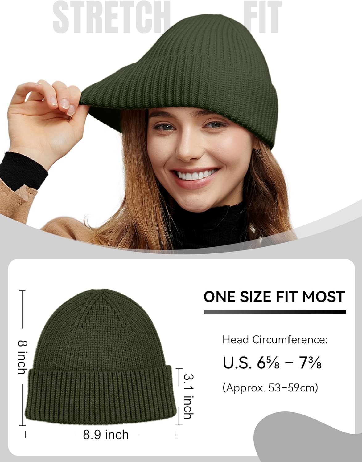 50% Wool Thick Beanie Hat for Men Women, Seamless Winter Knit Skull Cap, Cuffed Fisherman Beanie Warm Trawler Watch Cap