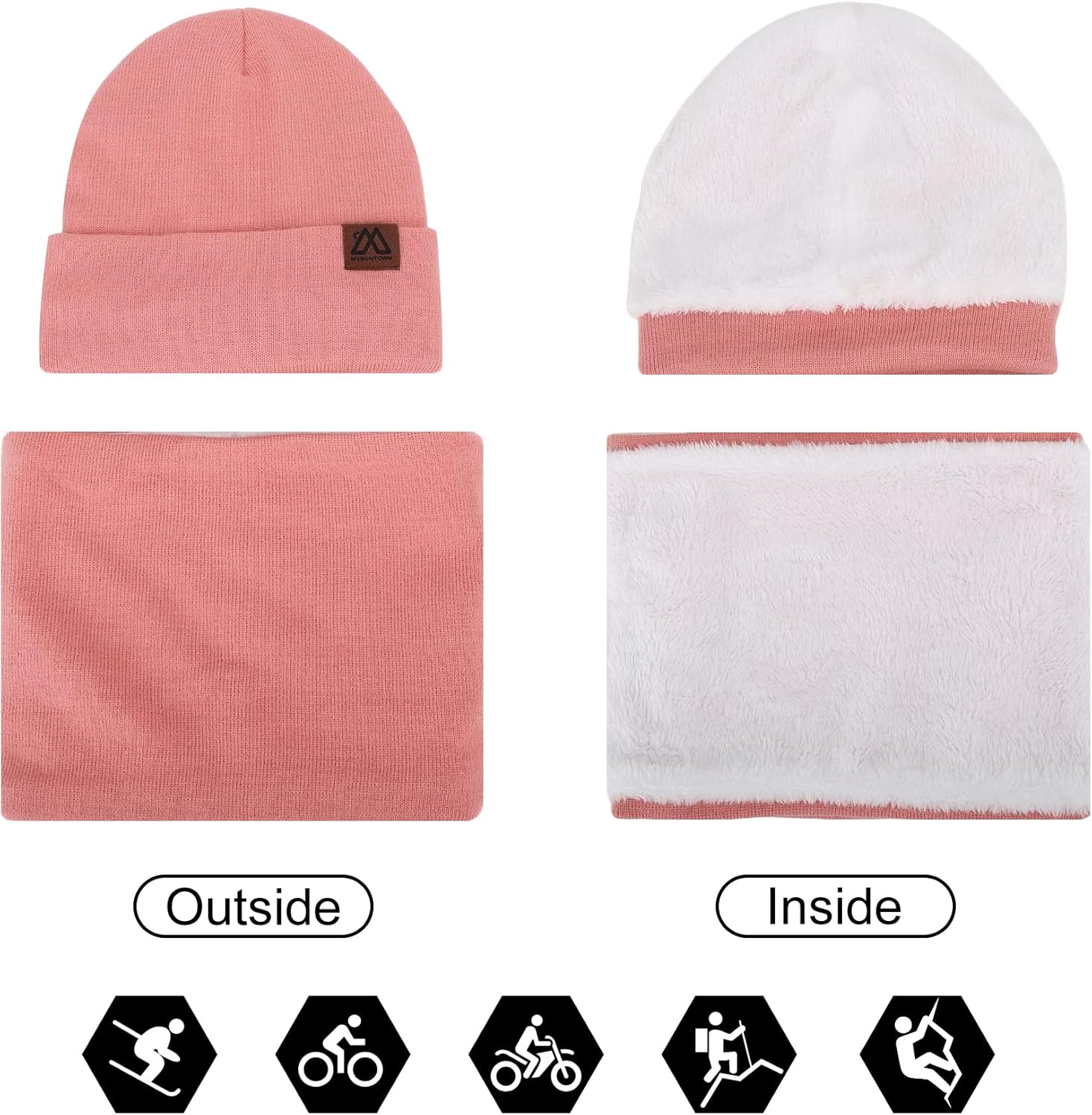 mysuntown Winter Hat Scarf and Touch Screen Gloves 3-Piece Set, 2025 Cold Weather Knit Fleece Lined Warm Unisex Sets