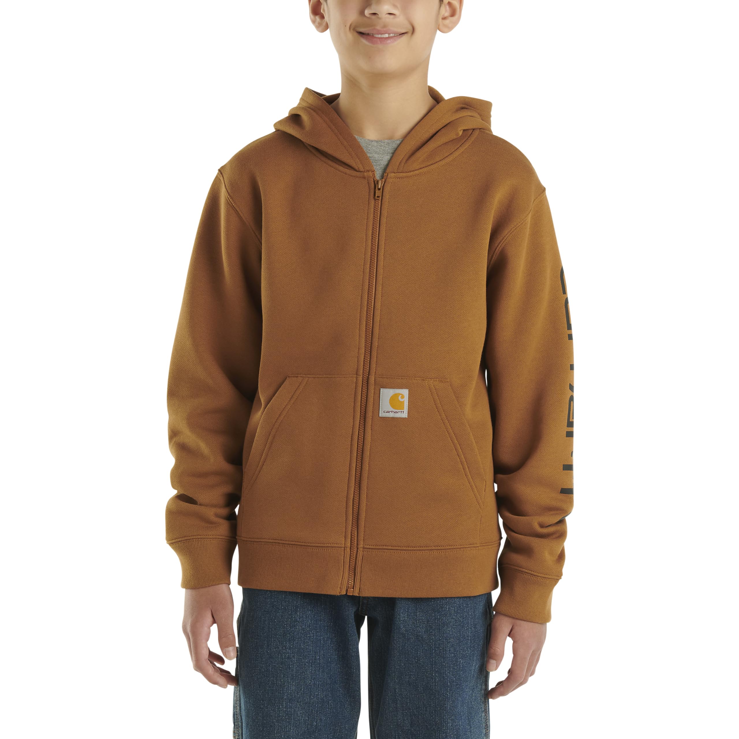Carhartt Kid's CP8675 Long-Sleeve Full-Zip Logo Sweatshirt - Boys