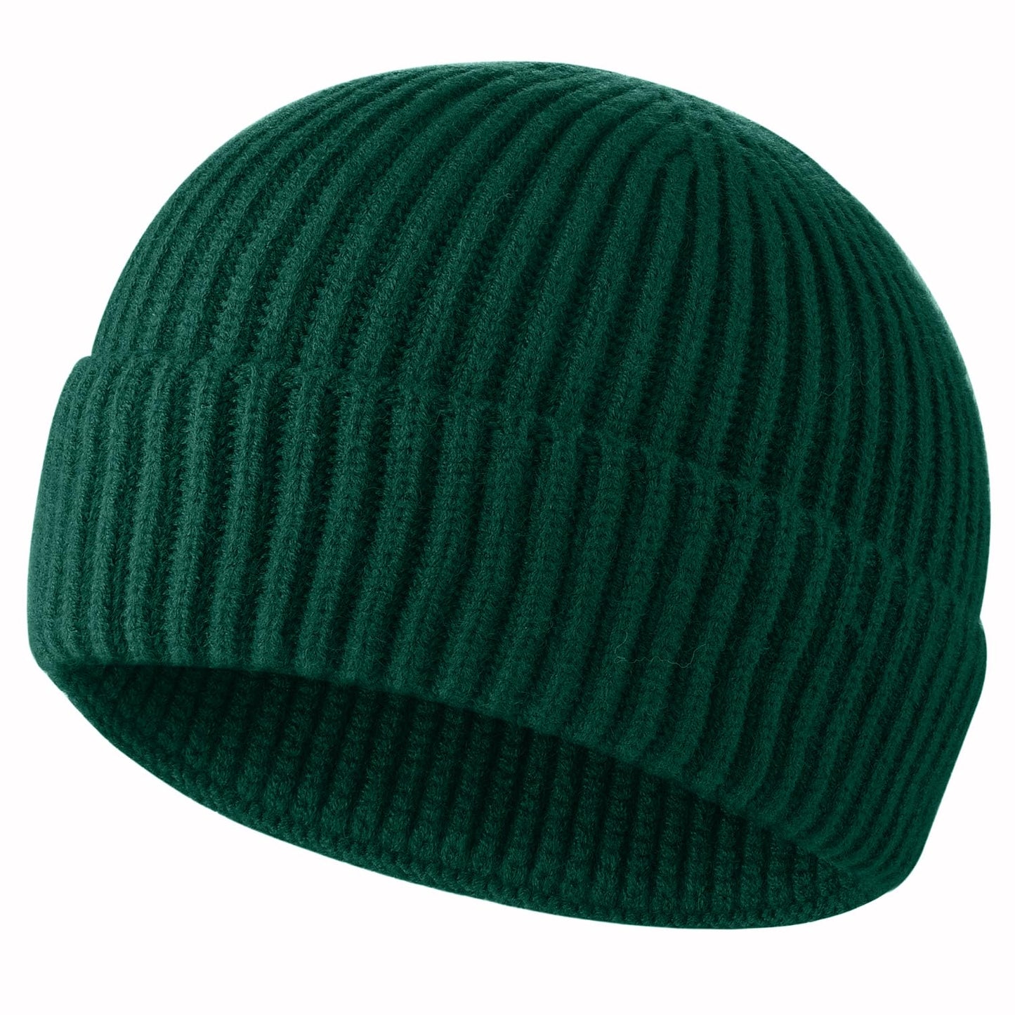 ROYBENS Swag Wool Knit Cuff Short Fisherman Beanie for Men Women, Winter Warm Hats