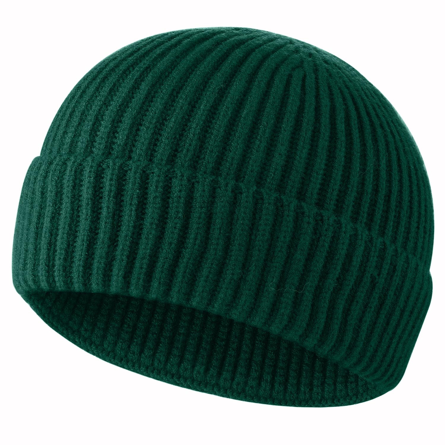 ROYBENS Swag Wool Knit Cuff Short Fisherman Beanie for Men Women, Winter Warm Hats