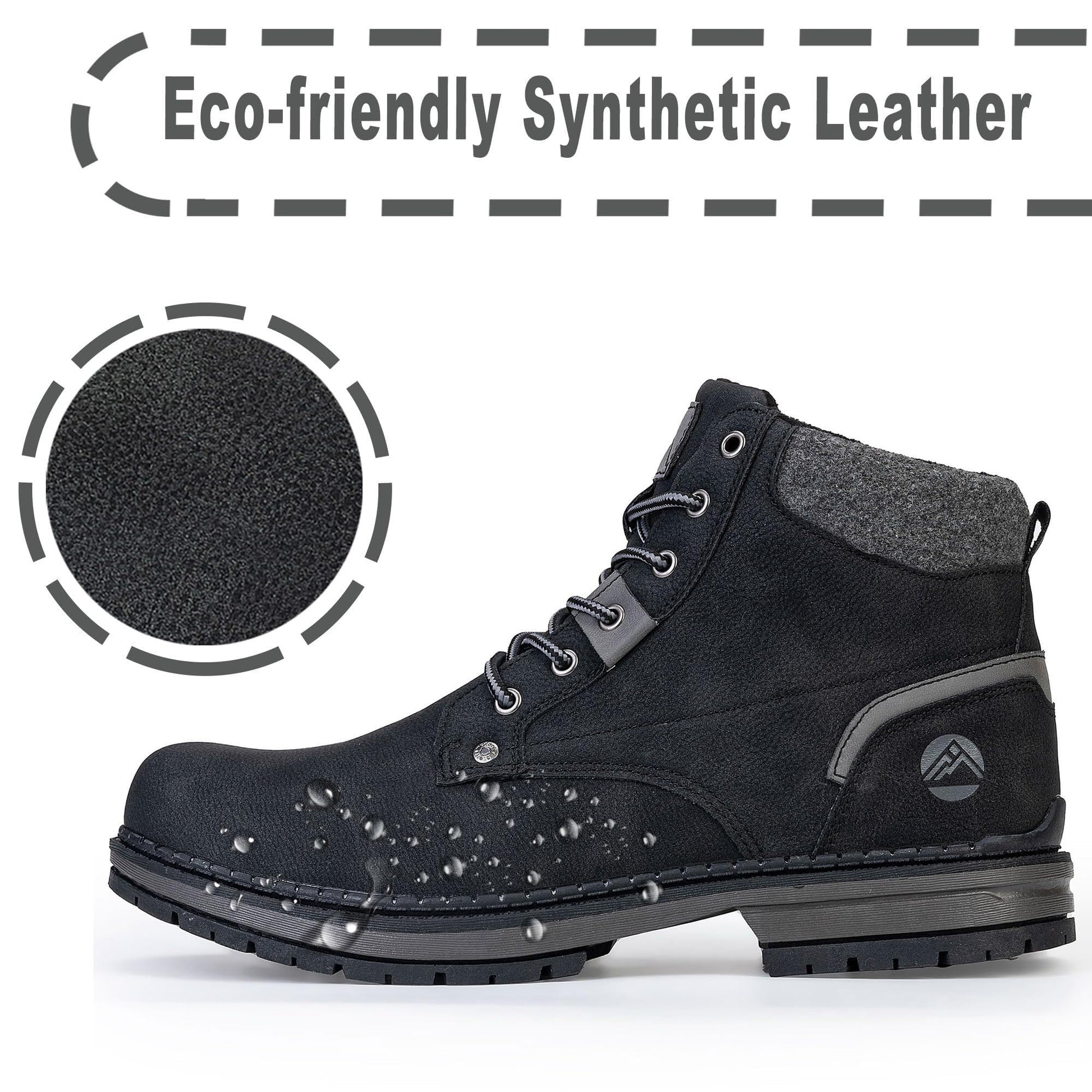 CC-Los Men's Winter Snow Boots with Sherpa Fleece Lining Waterproof Slip-Resistant Insulated Size 8-14