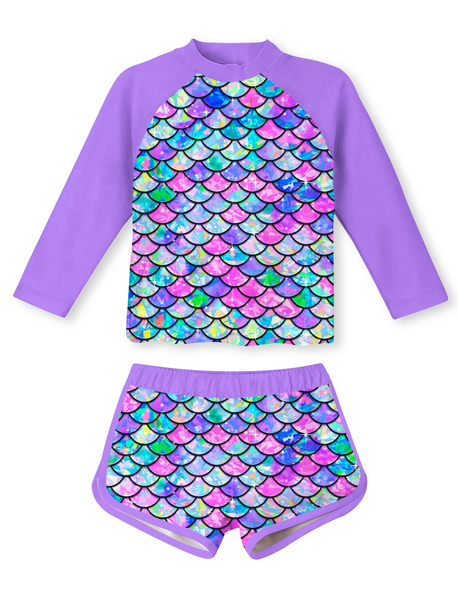 Vogseek Girls Rash Guard Two Pieces Swimsuit Long Sleeve Bathing Suit for 3-10 Years