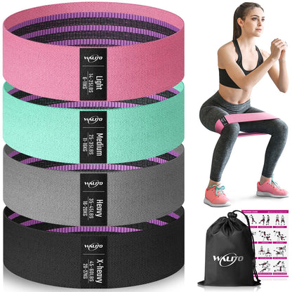 WALITO Resistance Bands for Working Out, Fabric Exercise Bands for Legs and Butt, Workout Bands for Women and Men, Booty Band for Yoga Starter Set, Pilates, Rehab, Fitness and Home Workout