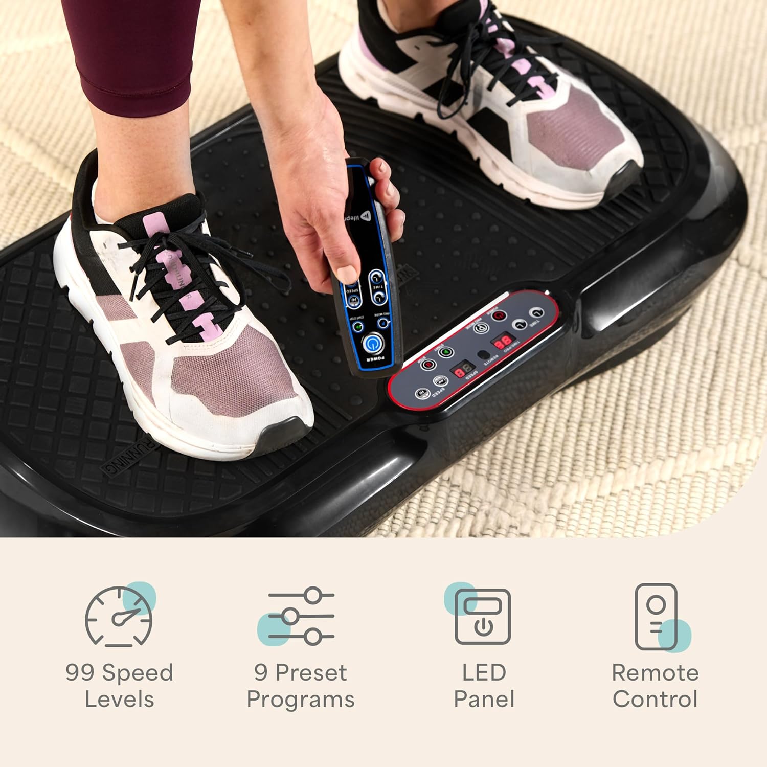 Lifepro Waver Vibration Plate Exercise Machine – High-Intensity Vibration for Muscle Activation, Full-Body Workout Vibrating Platform with Loop Bands, Fitness Equipment for Strength Toning & Fat Loss