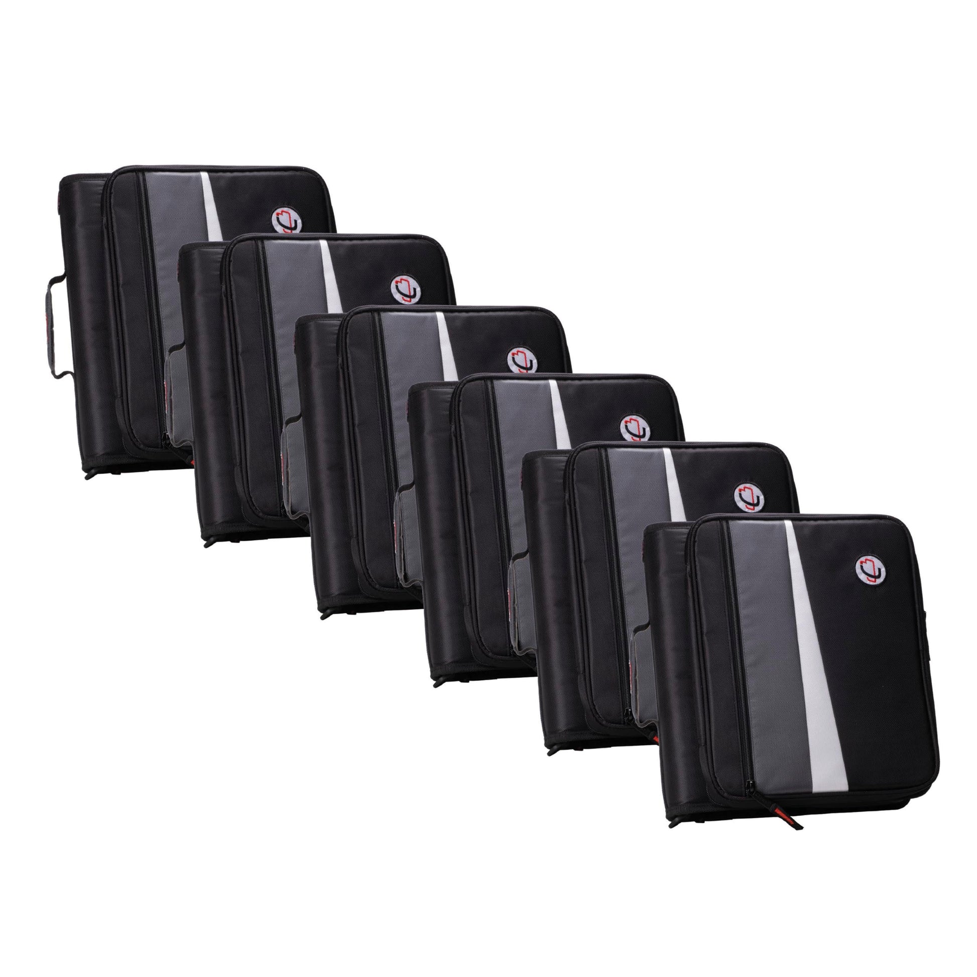 Case-It 2 Inch 3 D-Ring Zipper Binder with Padded Laptop Case Workstation, Shoulder Strap, LT-117, Black