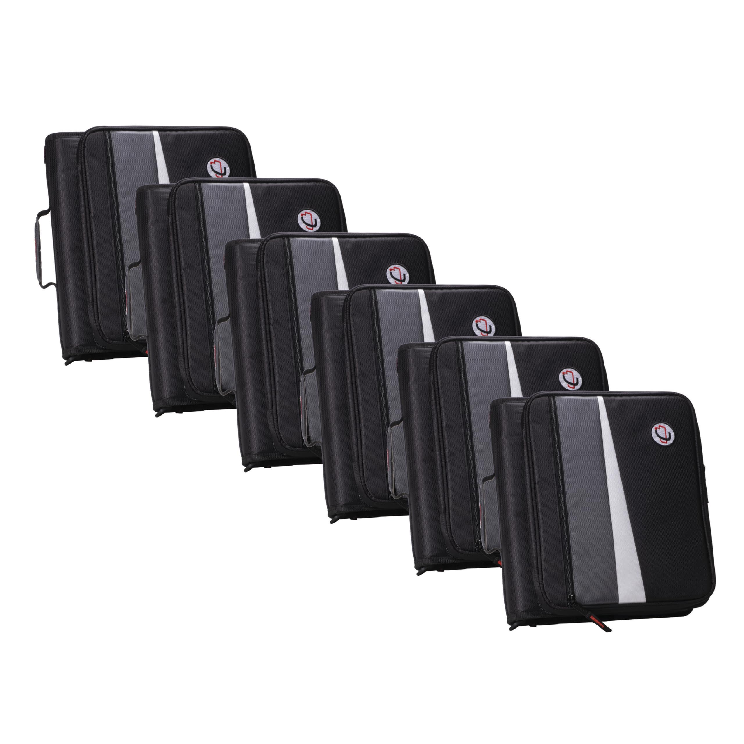 Case-It 2 Inch 3 D-Ring Zipper Binder with Padded Laptop Case Workstation, Shoulder Strap, LT-117, Black