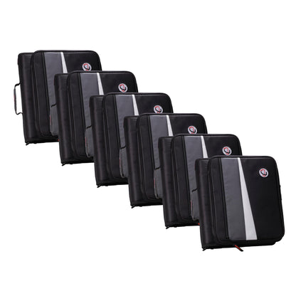 Case-It 2 Inch 3 D-Ring Zipper Binder with Padded Laptop Case Workstation, Shoulder Strap, LT-117, Black