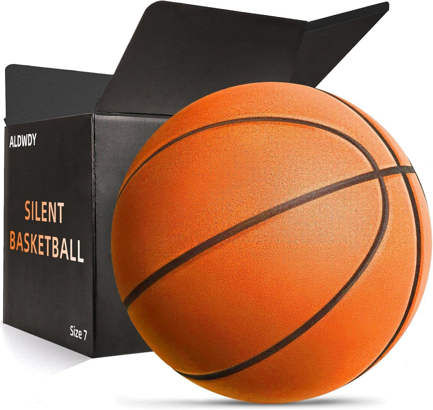 Silent Basketball Size 7 (29.5") – Grooved Airless Indoor Basketball for Quiet Dribbling and Indoor Training, Pro PU Foam Ball – Real Feel Higher Bounce Quieter