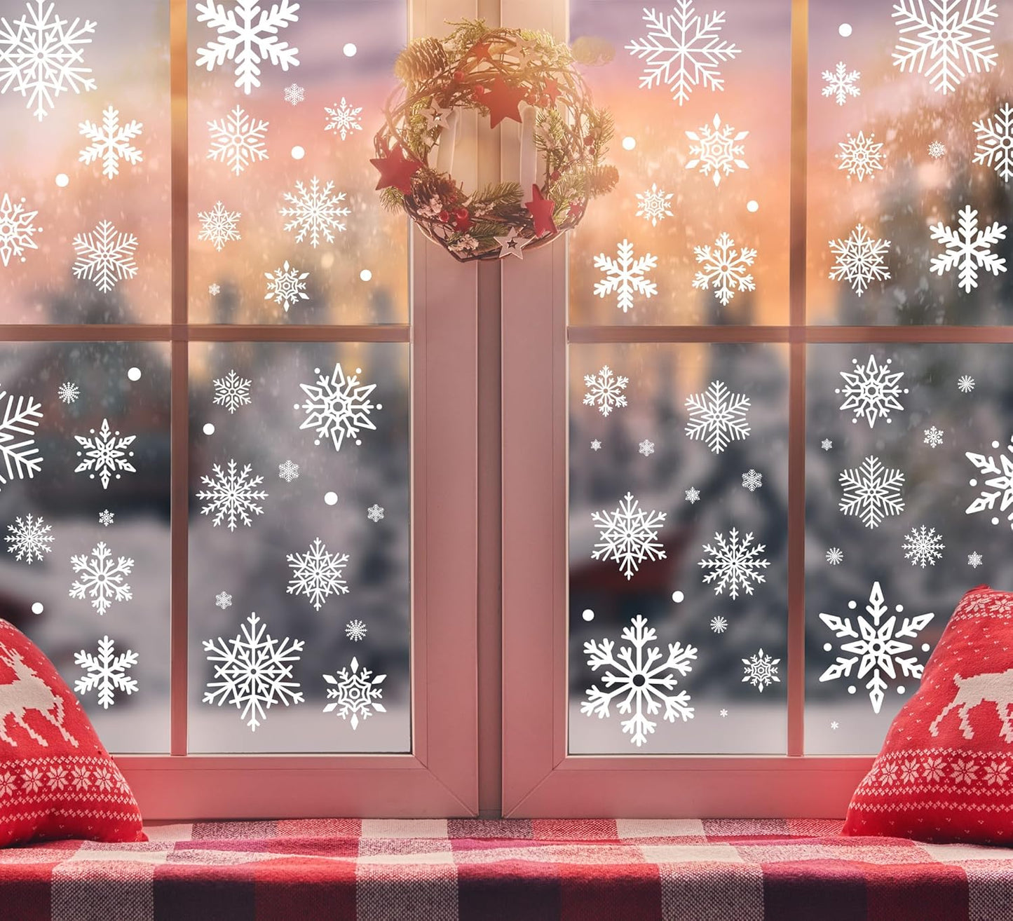 1000Pcs Snowflake Christmas Window Clings - Snowflake Christmas Window Decorations Stickers for Glass Windows Christmas Decorations Indoor Wtiner Holiday Office Bedroom Decor (10 Sheets)