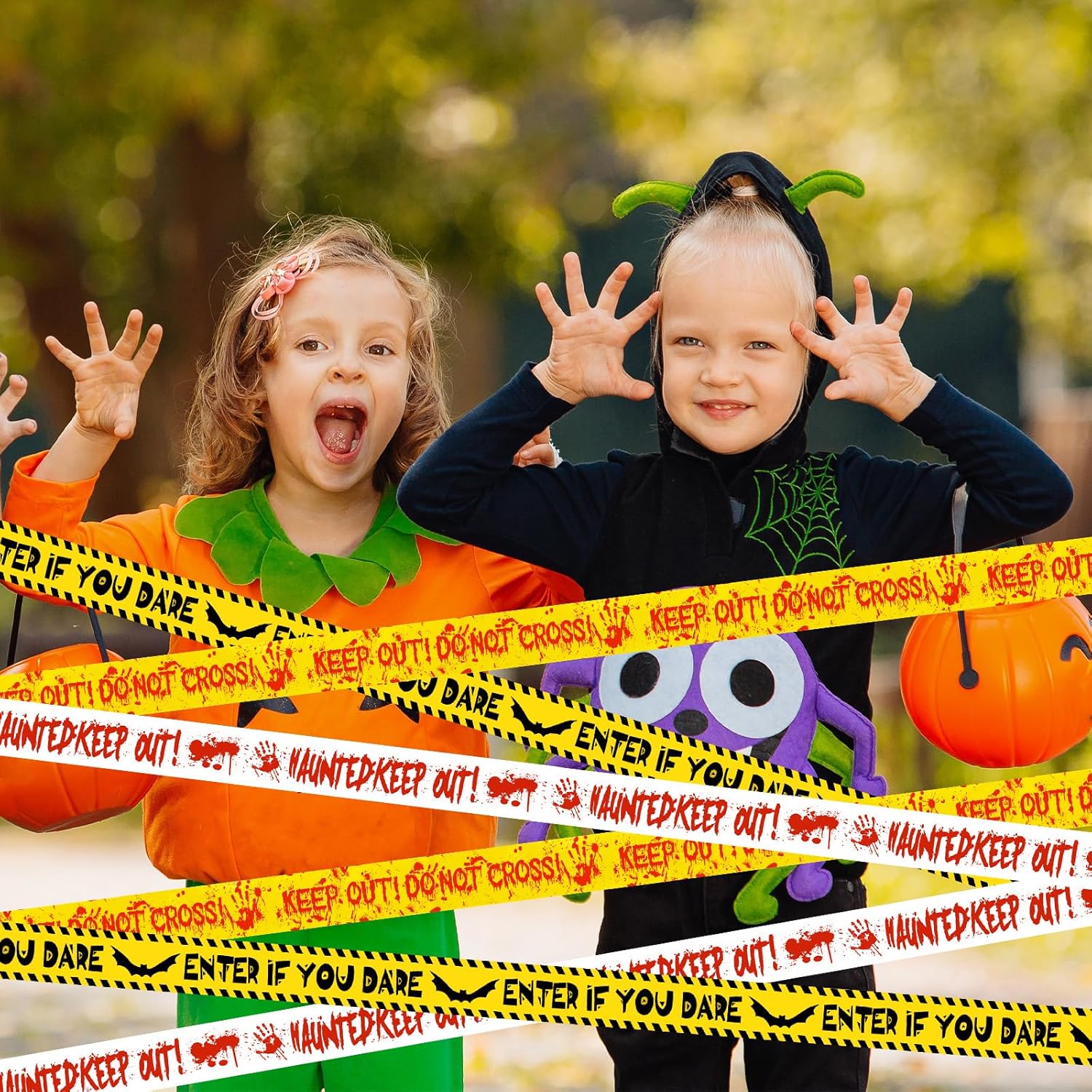 Halloween Decorations Caution Tape 3 in x 88.6 ft 3PCS, Scary Halloween Party Decorations for Indoor Outdoor, Haunted House Decor - Enter If You Dare - Haunted Keep Out - Keep Out Do Not Cross