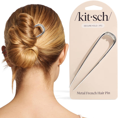 Kitsch Metal French Hair Pin for Women - Elegant Hair Accessories, Ideal for Buns & French Twist, Designed for a Secure, Comfortable Fit | Ideal Gifts for Women - Hematite