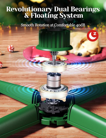 DG-Direct Musical 360° Rotating Christmas Tree Stand with Remote, Anti-Tilt Silent Spin Base, 3 Light Output Ports (800W), Fits 9ft 120lb Artificial Trees, Compatible with 1.25–2in Poles