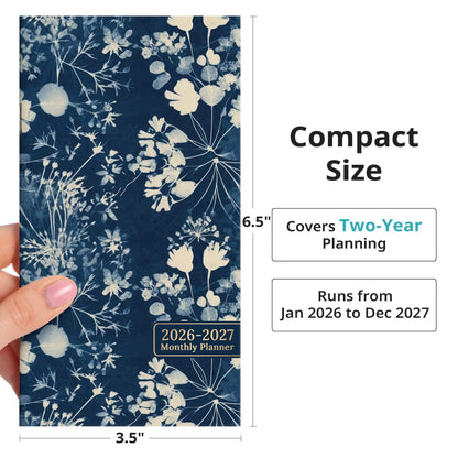 Pocket Calendar 2026-2027 for Purse, Two Year Monthly Planner Pocket Size, Jan 2026 to Dec 2027 Monthly Planner Small Size (6.5" x 3.5") - Wildflowers