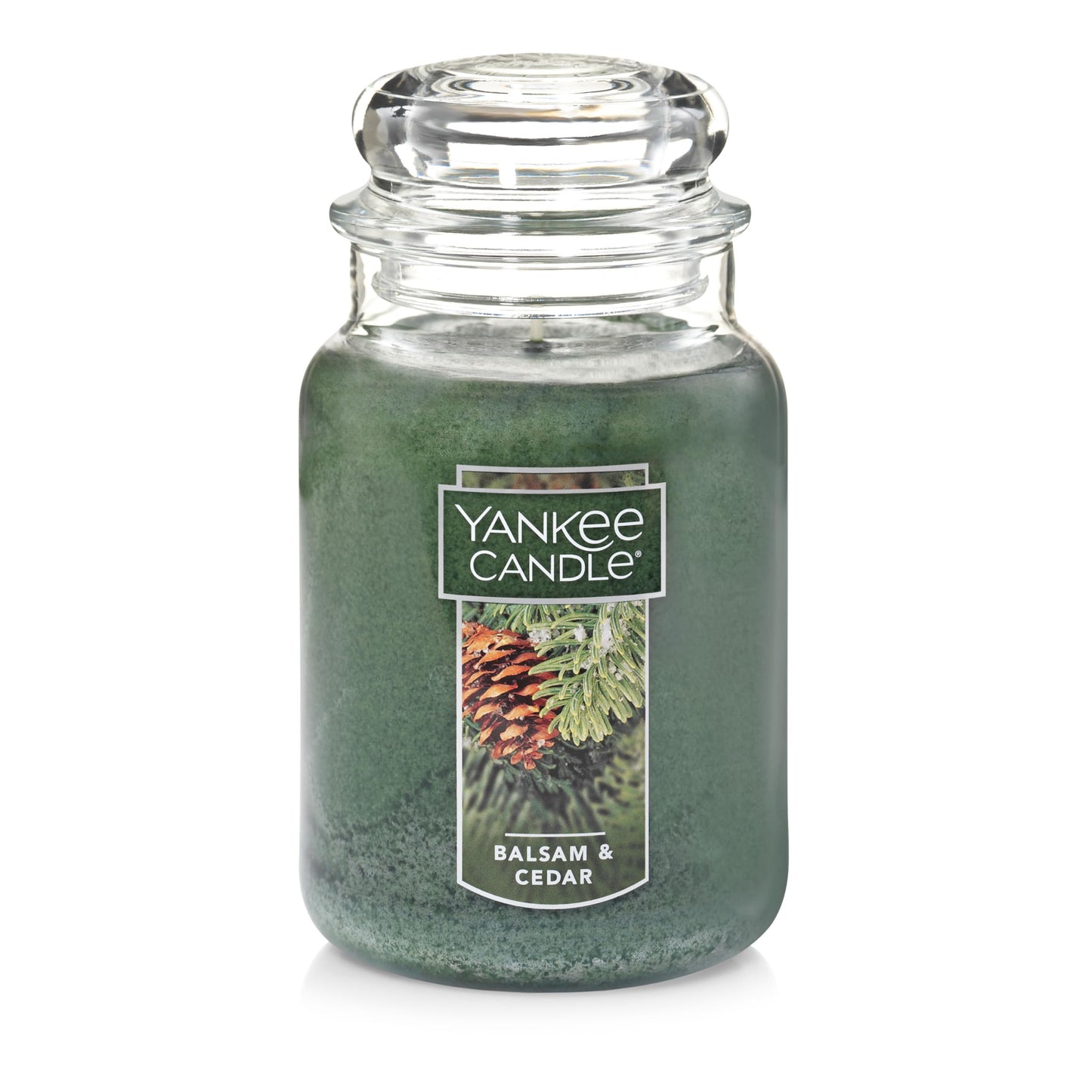 Yankee Candle Balsam & Cedar, Holiday Scented Candle, 22oz Large Jar with up to 150 Hour Burn Time, Giftable