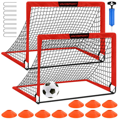 Kids Soccer Goals for Backyard Set - 2 of 4' x 3' Portable Soccer Goal Training Equipment, Pop Up Toddler Soccer Net with Soccer Ball, Soccer Set for Kids and Youth Games, Sports