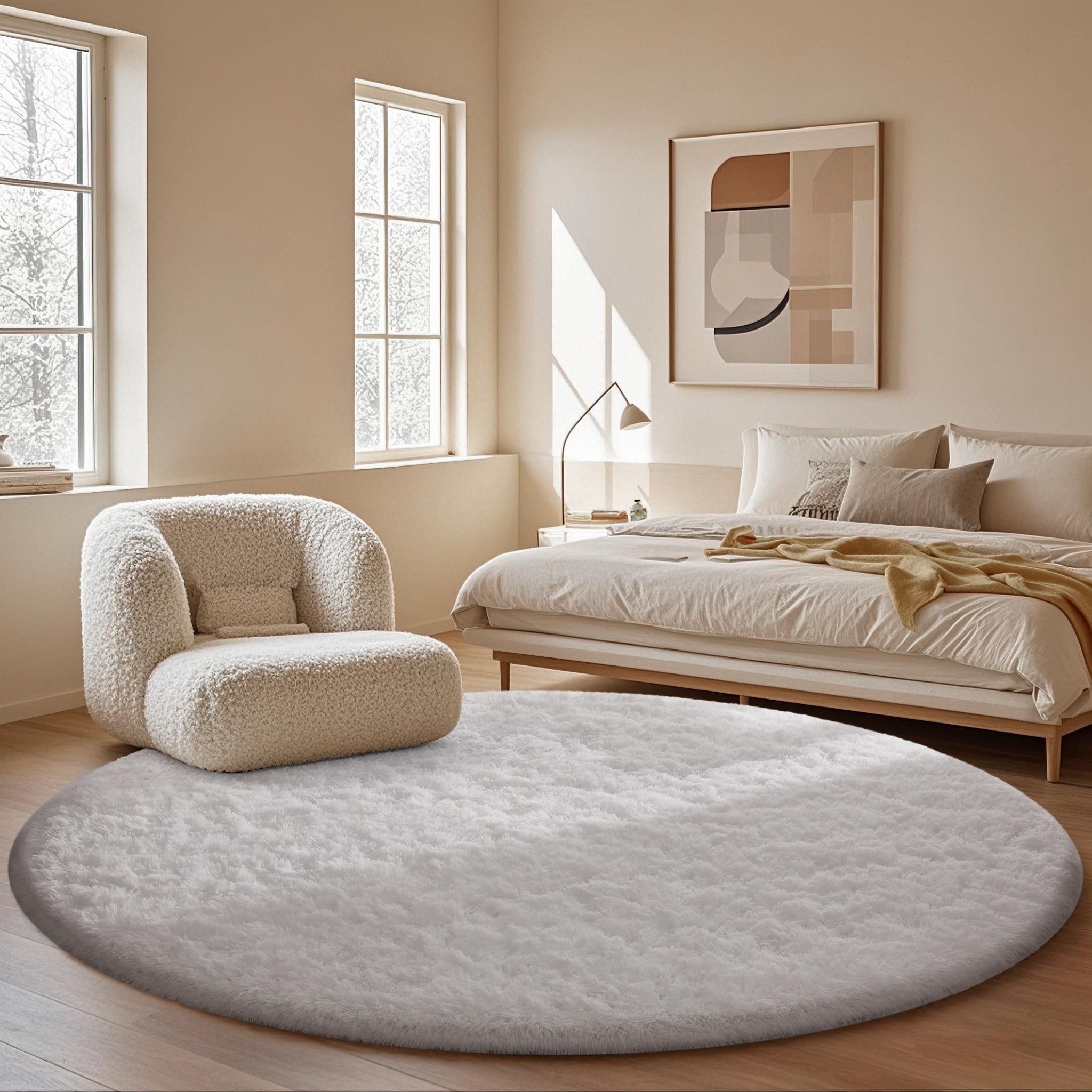 Ophanie Area Rugs for Bedroom Living Room, Grey Fluffy Fuzzy Shag Shaggy Soft Plush Carpet, 4x6 Indoor Floor Gray Rug for Kids Home Dorm Decor Aesthetic