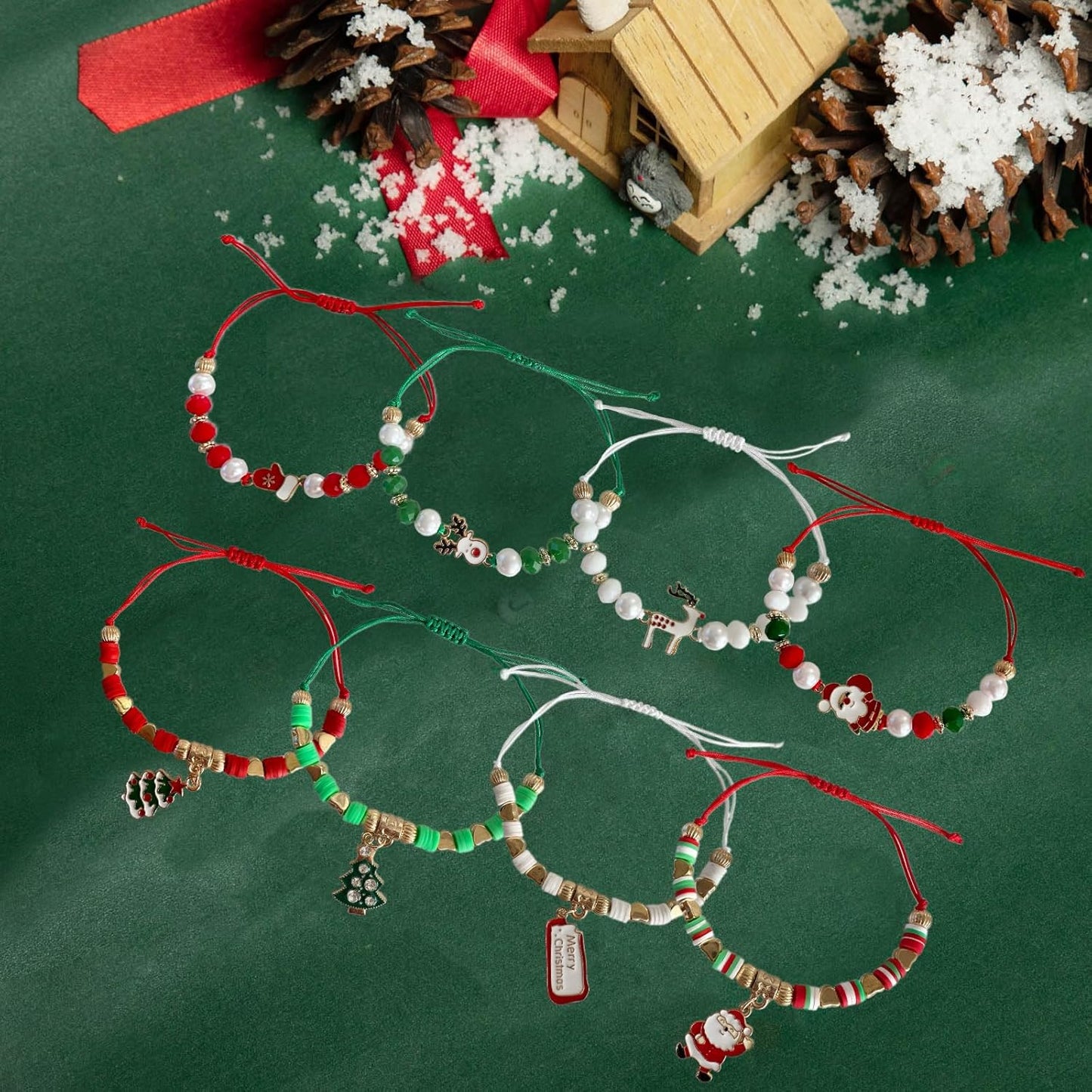 Bovemee 8pcs Christmas Bracelets For Women Gifts Merry Christmas In July Decorations Holiday Party Favors Stocking Stuffers Crafts Jewelry Bracelet