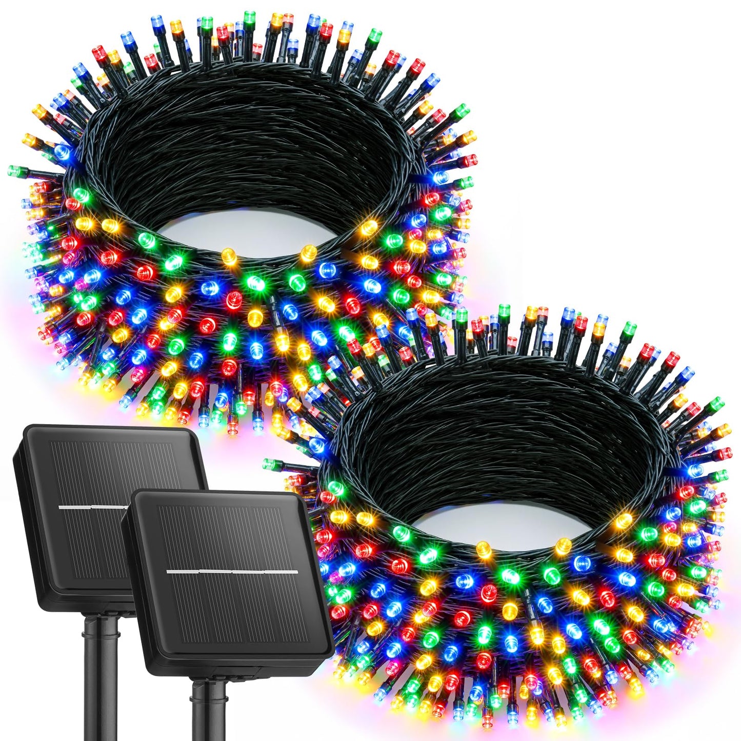 Brightown 4 Pack Solar Christmas Lights Outdoor, Total 184FT 480 LED Solar String Lights Outdoor Waterproof Green Wire with 8 Modes, Solar Fairy Light for Garden Yard Patio Party Decors, Cool White