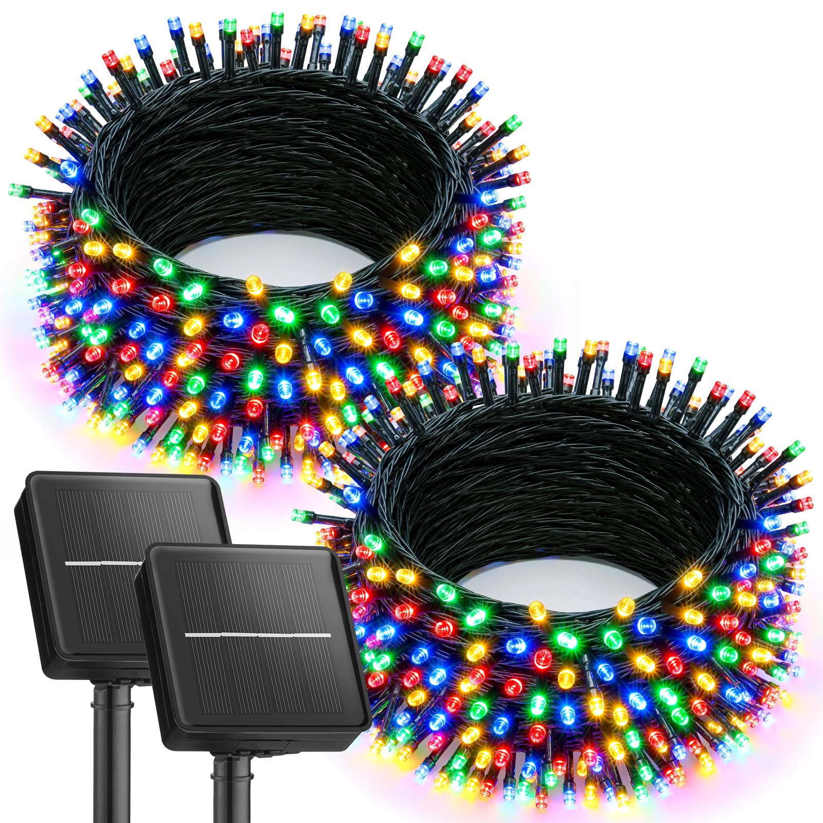 Brightown 4 Pack Solar Christmas Lights Outdoor, Total 184FT 480 LED Solar String Lights Outdoor Waterproof Green Wire with 8 Modes, Solar Fairy Light for Garden Yard Patio Party Decors, Cool White
