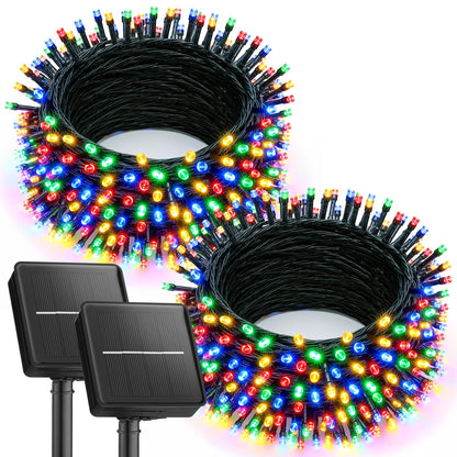 Brightown 4 Pack Solar Christmas Lights Outdoor, Total 184FT 480 LED Solar String Lights Outdoor Waterproof Green Wire with 8 Modes, Solar Fairy Light for Garden Yard Patio Party Decors, Cool White